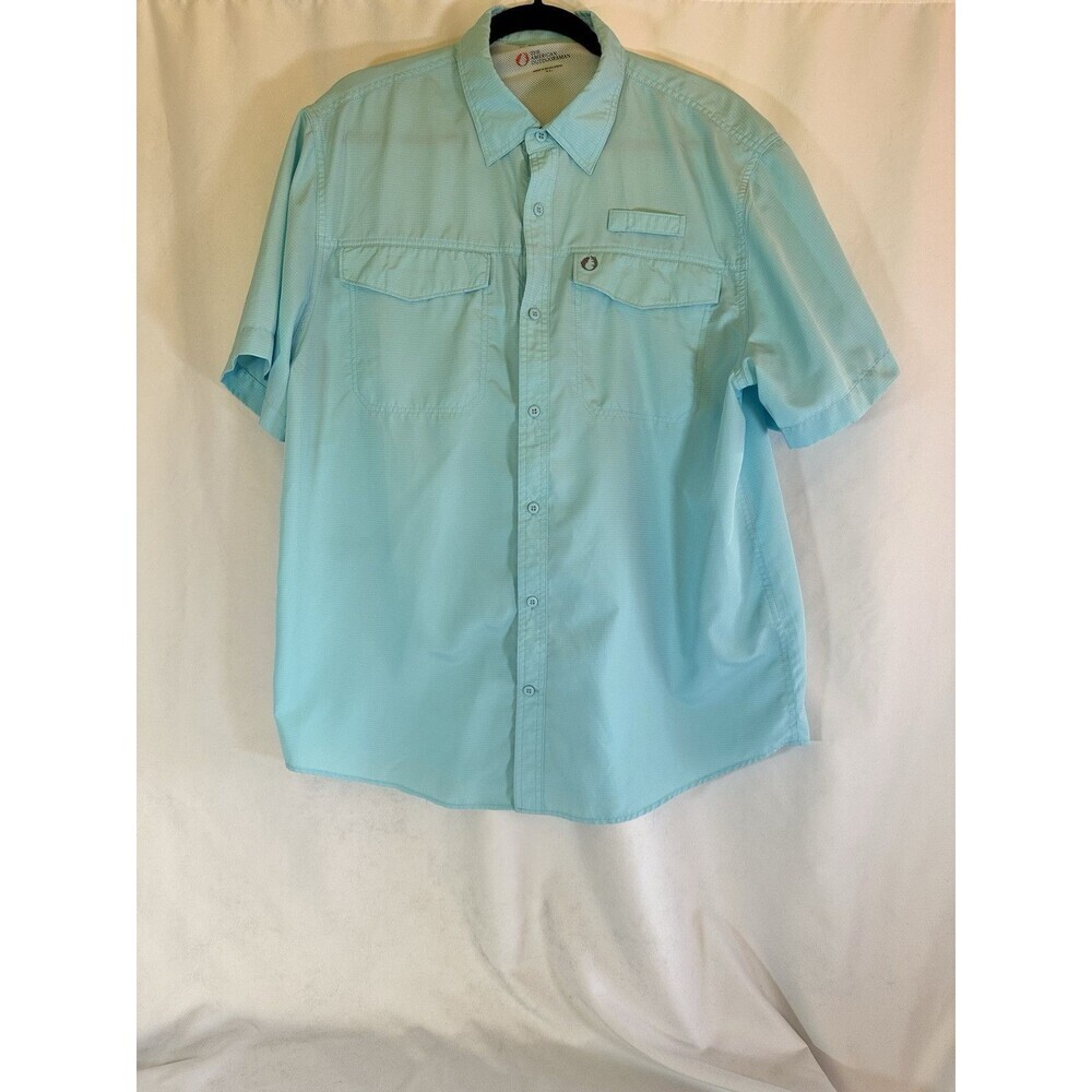 The American Outdoorsman Shirt XL Blue Button Up Short Sleeve Vented Fishing